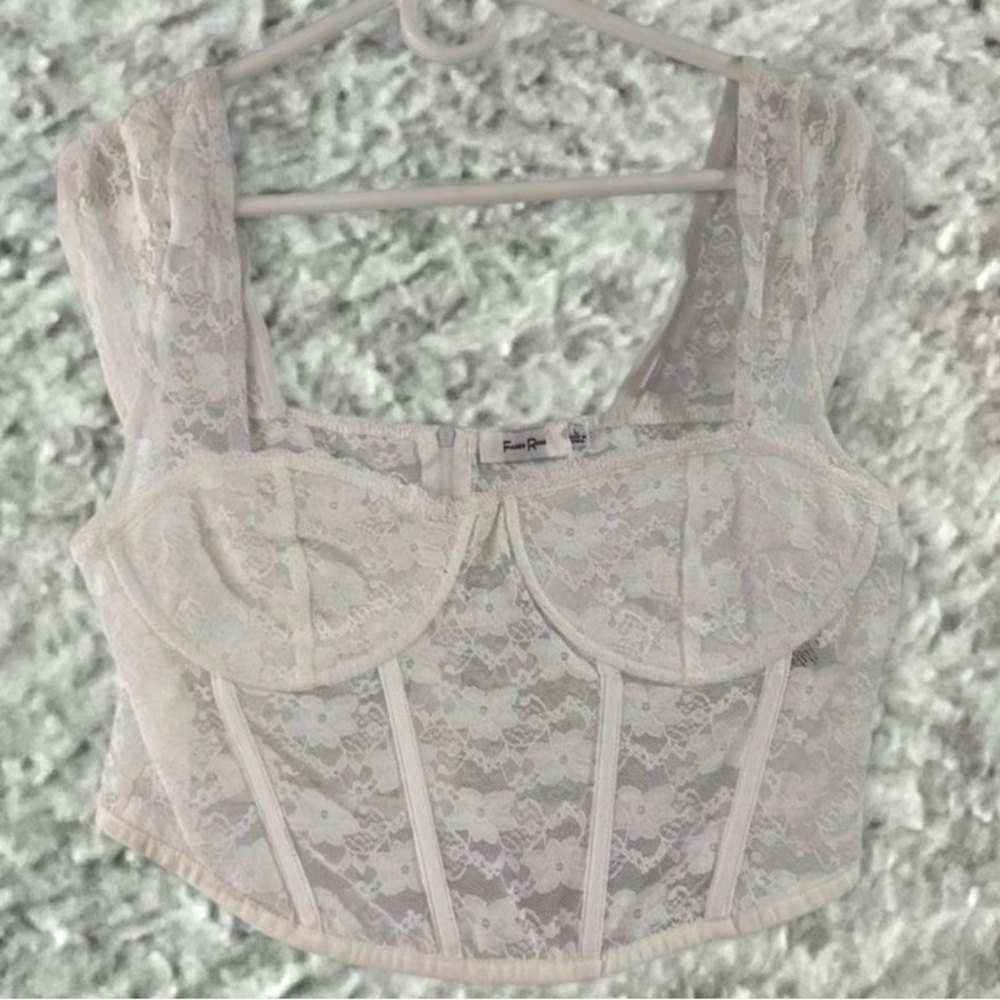 White Lace Bustier Crop Top